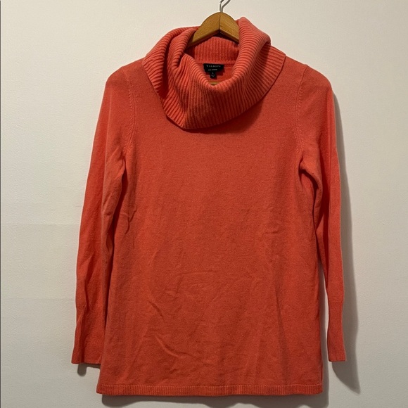 Talbots Sweaters - TALBOTS Pure Cashmere Knit Cowl Neck Sweater Tunic Coral Women’s Small EUC